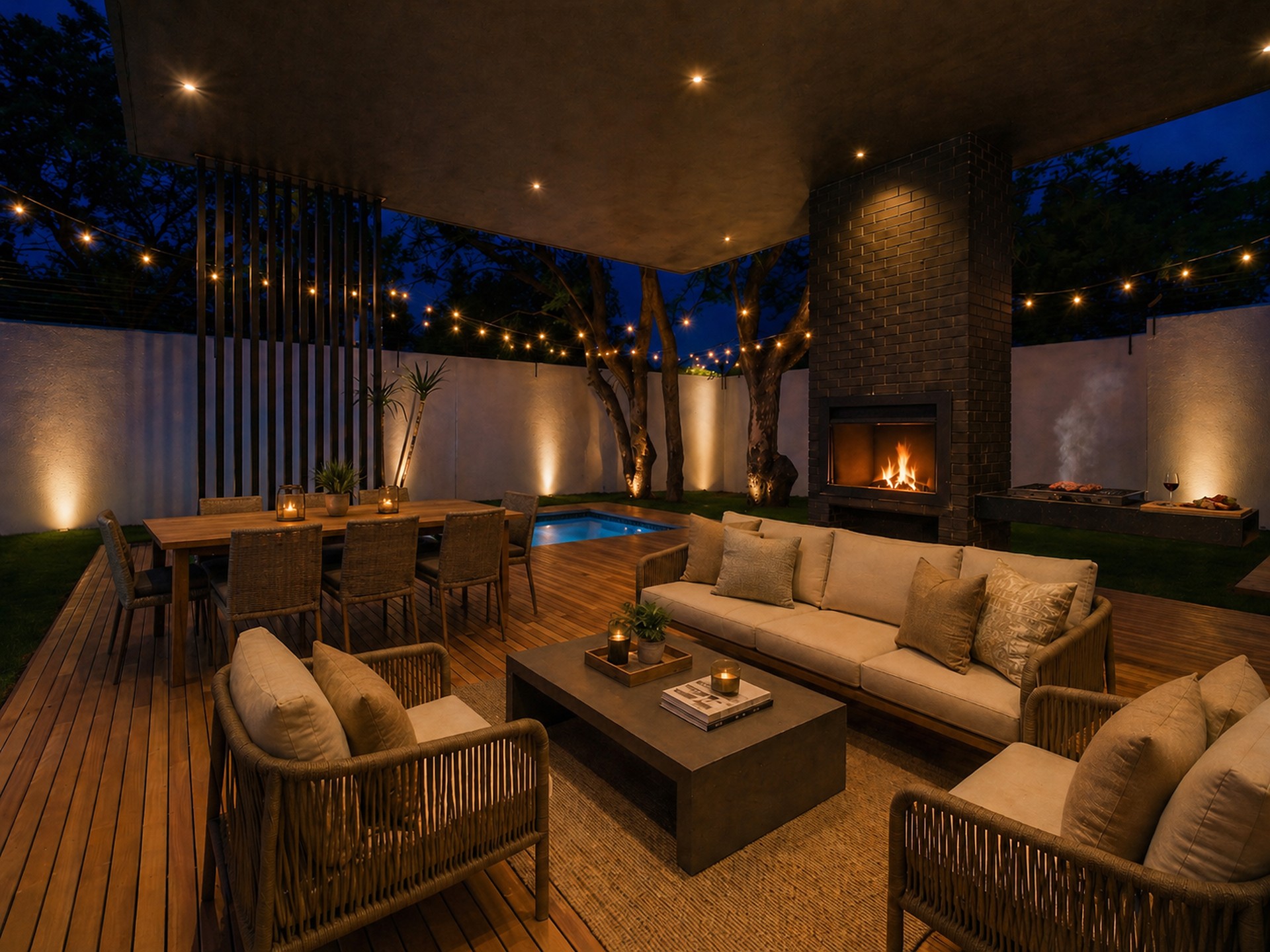 Outdoor entertaining, dusk